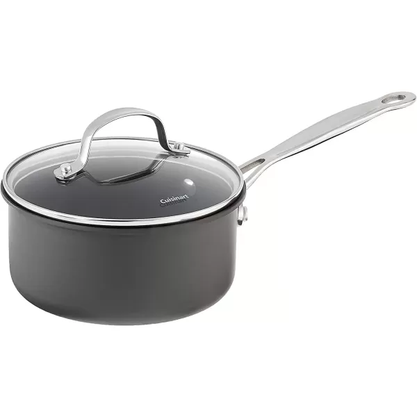 imageCuisinart Chefs Classic Nonstick HardAnodized 15Quart Saucepan with Lid BlackSaucepan wCover