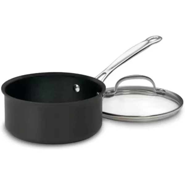 imageCuisinart Chefs Classic Nonstick HardAnodized 15Quart Saucepan with Lid BlackSaucepan wCover