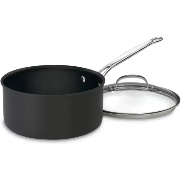 imageCuisinart Chefs Classic Nonstick HardAnodized 15Quart Saucepan with Lid BlackSaucepan wCover