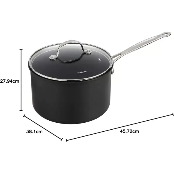 imageCuisinart Chefs Classic Nonstick HardAnodized 15Quart Saucepan with Lid BlackSaucepan wCover
