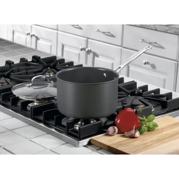imageCuisinart Chefs Classic Nonstick HardAnodized 15Quart Saucepan with Lid BlackSaucepan wCover
