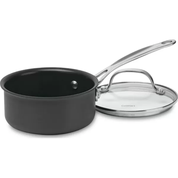 imageCuisinart Chefs Classic Nonstick HardAnodized 15Quart Saucepan with Lid BlackSaucepan wCover