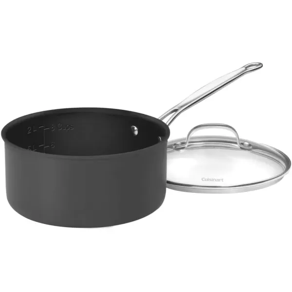 imageCuisinart Chefs Classic Nonstick HardAnodized 15Quart Saucepan with Lid BlackSaucepan wCover