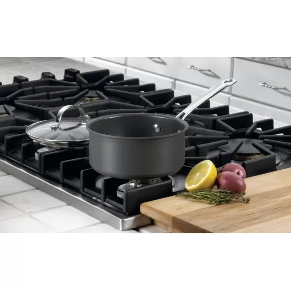 imageCuisinart Chefs Classic Nonstick HardAnodized 15Quart Saucepan with Lid BlackSaucepan wCover