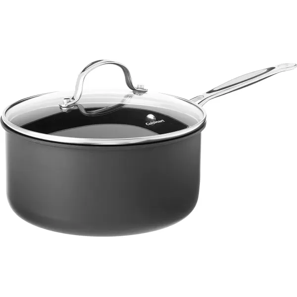 imageCuisinart Chefs Classic Nonstick HardAnodized 15Quart Saucepan with Lid BlackSaucepan wCover
