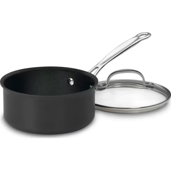 imageCuisinart Chefs Classic Nonstick HardAnodized 15Quart Saucepan with Lid BlackSaucepan wCover