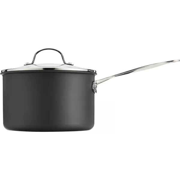 imageCuisinart Chefs Classic Nonstick HardAnodized 15Quart Saucepan with Lid BlackSaucepan wCover