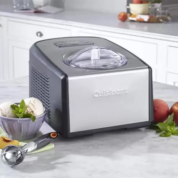 imageCuisinart ICE100 15Quart Ice Cream and Gelato Maker Fully Automatic with a Commercial Quality Compressor and 2Paddles 10Minute Keep Cool Feature Black and Stainless Steel