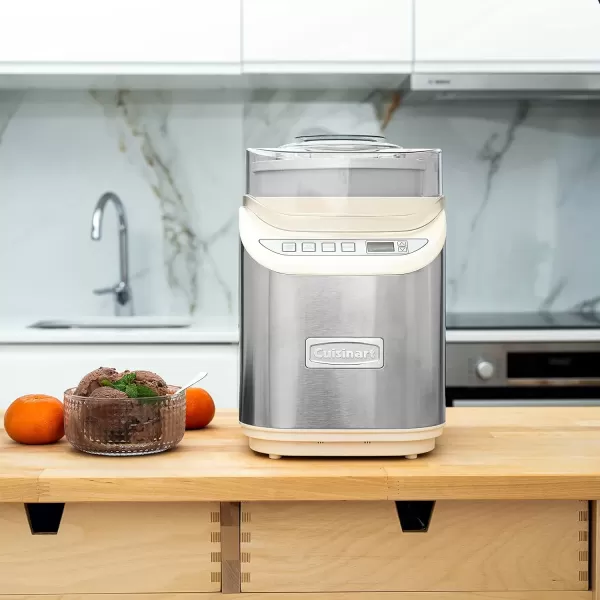 imageCuisinart ICE60WP1 2Quart Cool Creations Ice Cream Frozen Yogurt Gelato and Sorbet Maker LCD Screen with Countdown Timer Makes Frozen Treats in 20Minutes or Less Stainless SteelWhiteCream