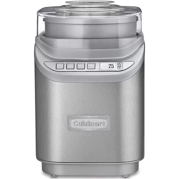 imageCuisinart ICE60WP1 2Quart Cool Creations Ice Cream Frozen Yogurt Gelato and Sorbet Maker LCD Screen with Countdown Timer Makes Frozen Treats in 20Minutes or Less Stainless SteelWhiteIce Cream Maker with Countdown Timer
