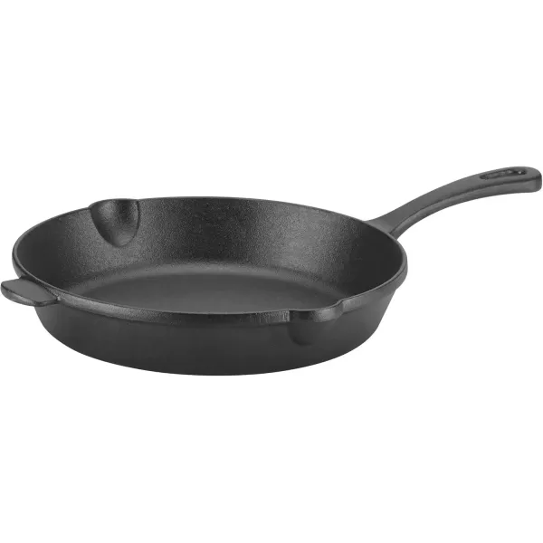 imageCuisinart PreSeasoned Cast Iron 925quot Square Grill and 10quot Round Fry Pan 2 Pack Black