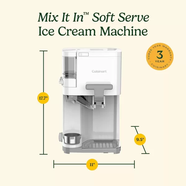 imageCuisinart Soft Serve Ice Cream Machine Mix It In Ice Cream Maker for Frozen Yogurt Sorbet Gelato Drinks 15 Quart White ICE48