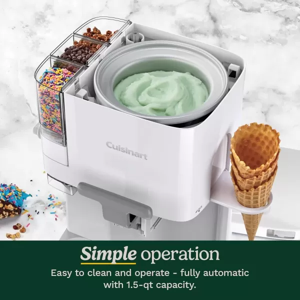 imageCuisinart Soft Serve Ice Cream Machine Mix It In Ice Cream Maker for Frozen Yogurt Sorbet Gelato Drinks 15 Quart White ICE48