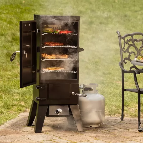 imageCuisinart 36 Vertical Propane Smoker 4 Removable Racks Spacious BBQ Smoker with Wood ampamp Water Trays 15000 BTU Heat for Smoked Meat Brisket Jerky ampamp Fish Perfect for Tailgates Backyard ampamp Camping