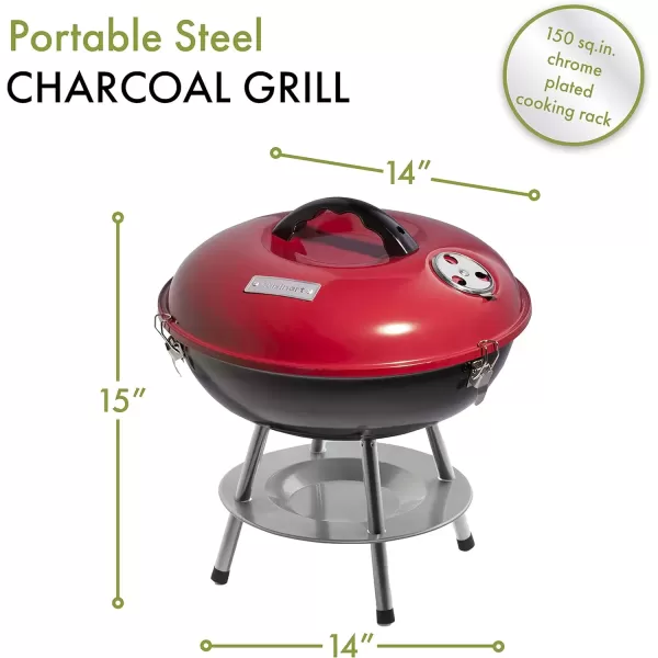 imageCuisinart CCG216 Portable Charcoal Grill 16quot BlackPortable Charcoal Grill  14 Red