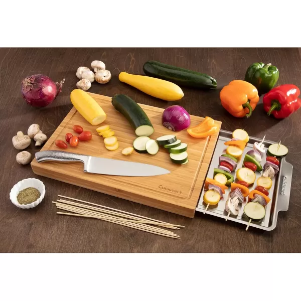 imageCuisinart CDT010 BBQ Defrosting Tray BlackBamboo Cutting Board with Hidden Tray