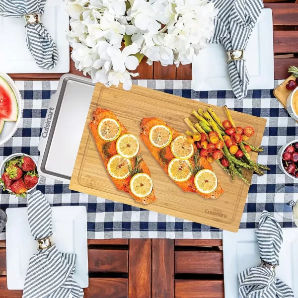 imageCuisinart CDT010 BBQ Defrosting Tray BlackBamboo Cutting Board with Hidden Tray