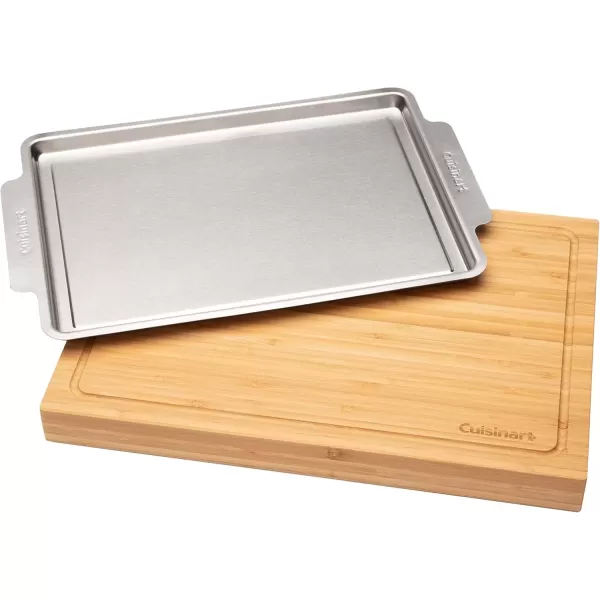 imageCuisinart CDT010 BBQ Defrosting Tray BlackBamboo Cutting Board with Hidden Tray