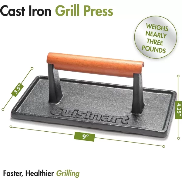 imageCuisinart CGPR221 Cast Iron Grill Press Wood Handle Weighs 21poundsCast Iron Grill Press with Wood Handle
