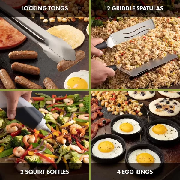 imageCuisinart CGS1312 12Piece Tool Set Outdoor Griddle AccessoriesSpatula Tongs Scraper Melting Dome Squirt Bottle Silicone Egg Ring