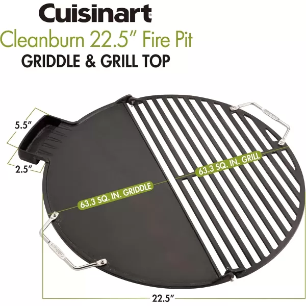 imageCuisinart CHA830 Cleanburn Fire Pit Griddle ampamp Grill Top PreSeasoned Cast Iron