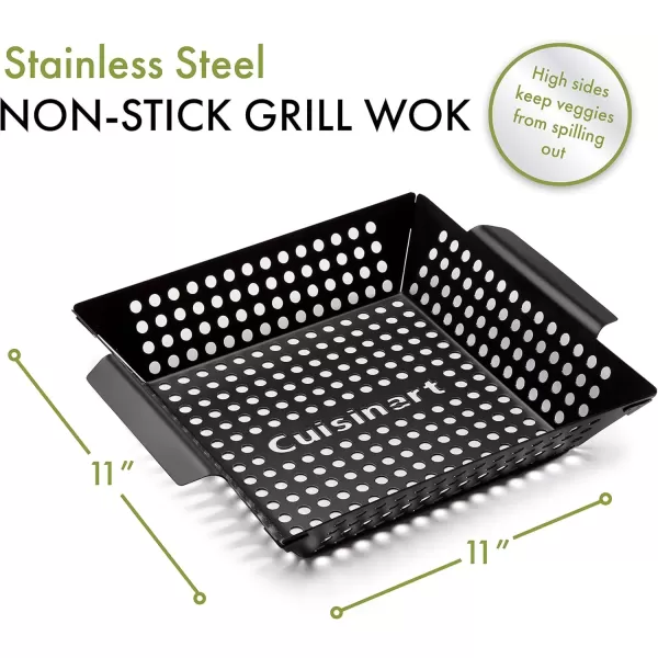 imageCuisinart CNW328 Non Stick 11Inch 11 x 11 Grill Wok 11quot x 11NonStick Grill Wok  11 x 11