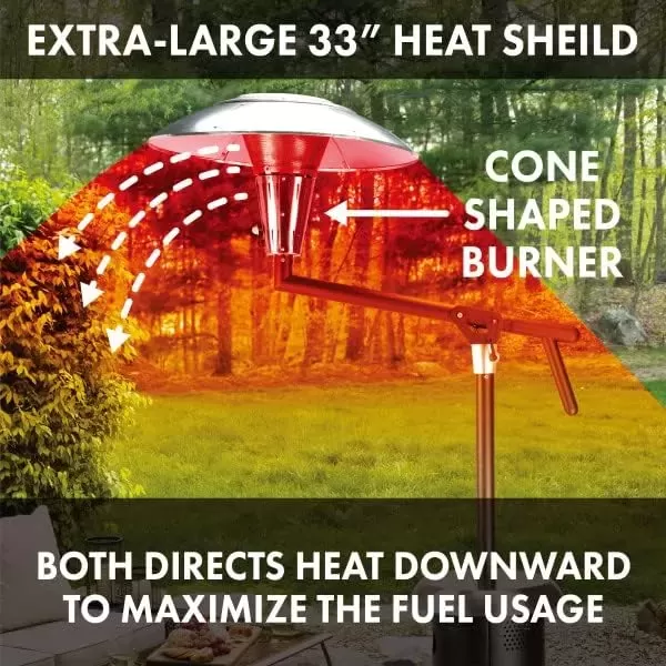 imageCuisinart COH400 Perfect Position Overhead Propane Patio Heater Extra Large 33quot Heat ShieldOverhead Propane Patio Heater
