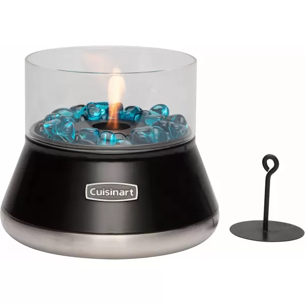 imageCuisinart COH700 Petite Tabletop Fire Bowl with Windproof Tempered Glass Ceramic Fiber Cotton Wick Easy to Use and Refill