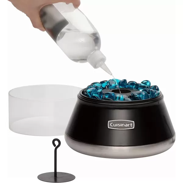 imageCuisinart COH700 Petite Tabletop Fire Bowl with Windproof Tempered Glass Ceramic Fiber Cotton Wick Easy to Use and Refill