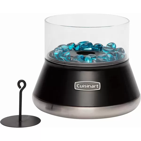 imageCuisinart COH700 Petite Tabletop Fire Bowl with Windproof Tempered Glass Ceramic Fiber Cotton Wick Easy to Use and Refill