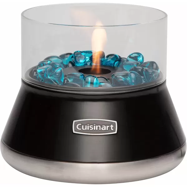 imageCuisinart COH700 Petite Tabletop Fire Bowl with Windproof Tempered Glass Ceramic Fiber Cotton Wick Easy to Use and Refill
