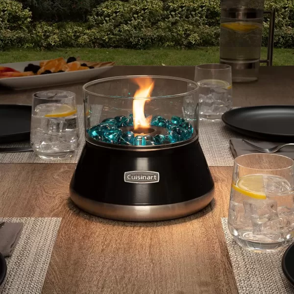 imageCuisinart COH700 Petite Tabletop Fire Bowl with Windproof Tempered Glass Ceramic Fiber Cotton Wick Easy to Use and Refill