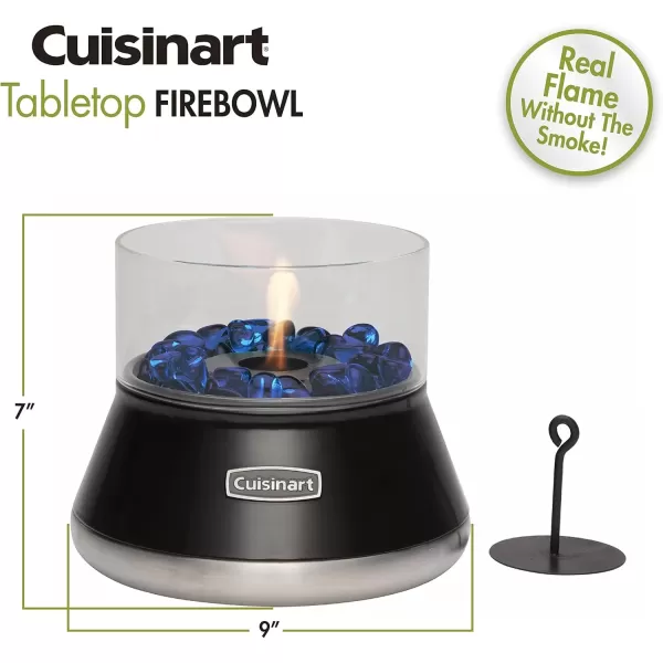 imageCuisinart COH700 Petite Tabletop Fire Bowl with Windproof Tempered Glass Ceramic Fiber Cotton Wick Easy to Use and Refill