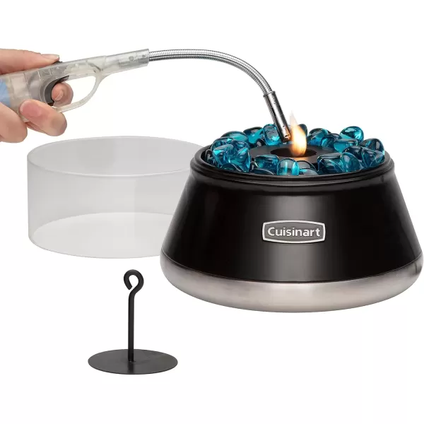 imageCuisinart COH700 Petite Tabletop Fire Bowl with Windproof Tempered Glass Ceramic Fiber Cotton Wick Easy to Use and Refill