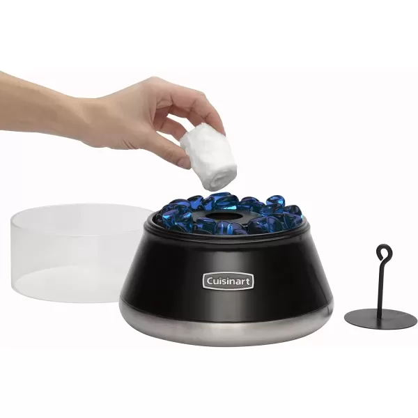 imageCuisinart COH700 Petite Tabletop Fire Bowl with Windproof Tempered Glass Ceramic Fiber Cotton Wick Easy to Use and Refill