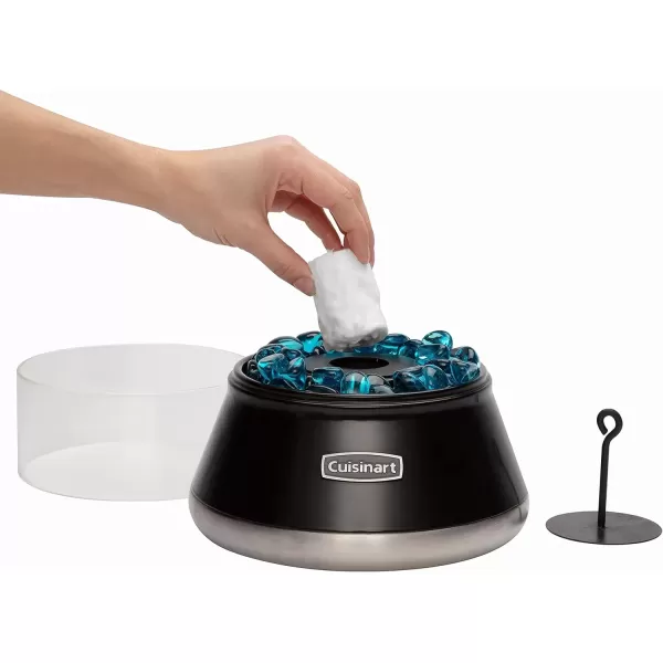 imageCuisinart COH700 Petite Tabletop Fire Bowl with Windproof Tempered Glass Ceramic Fiber Cotton Wick Easy to Use and Refill