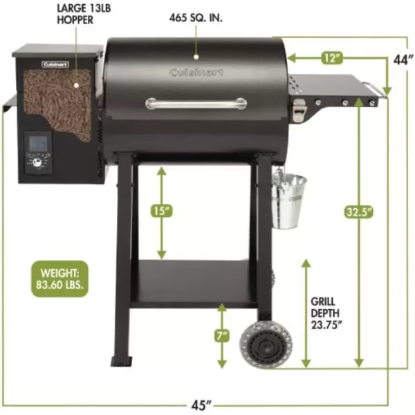 imageCuisinart CPG465 Portable Wood Pellet Grill ampamp Smoker with Digital Controller 465 sq inch Cooking Space 8in1 Cooking Capabilities  Smoke BBQ Grill Roast Braise Sear Bake ampamp CharGrillWood Pellet Grill  Smoker  465 sq in