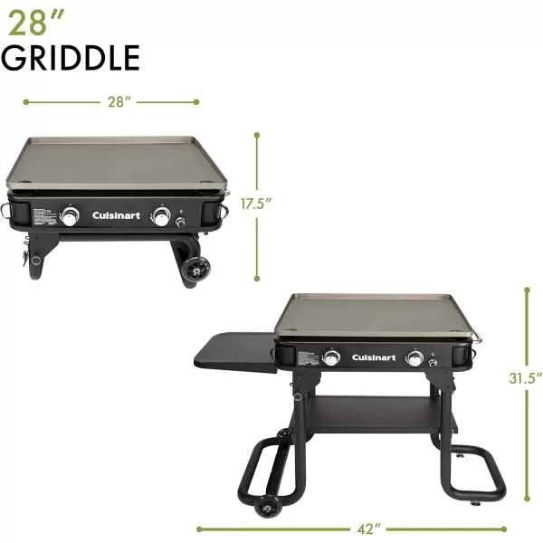 imageCuisinart Flat Top Professional Quality Propane CGG0028 28quot Two Burner Gas GriddleTwo Burner Gas Griddle
