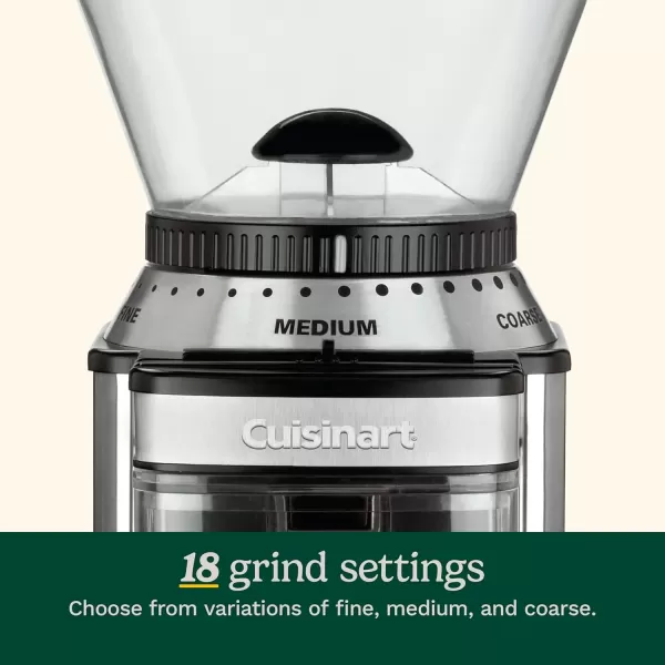 imageCUISINART Coffee Grinder Electric Burr OneTouch Automatic Grinder with18Position Grind Selector Stainless Steel DBM8P1Stainless Steel