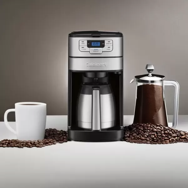 imageCuisinart 10 Cup Coffee Maker with Grinder Automatic Grind ampamp Brew BlackSilver DGB450BlackStainless