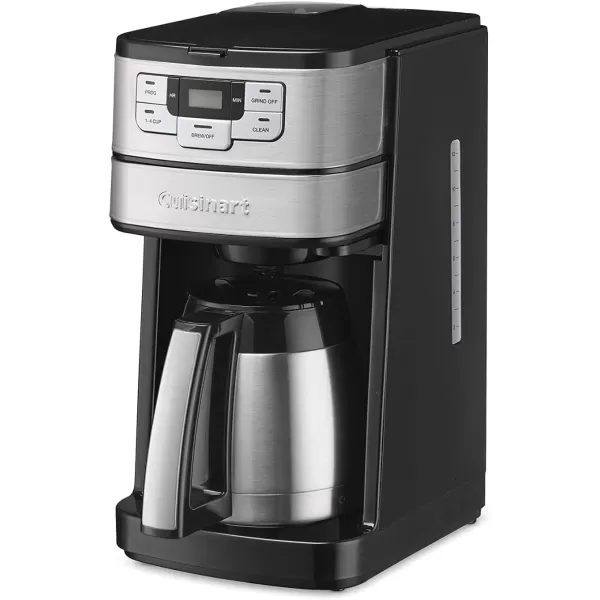 imageCuisinart 10 Cup Coffee Maker with Grinder Automatic Grind ampamp Brew BlackSilver DGB450BlackStainless