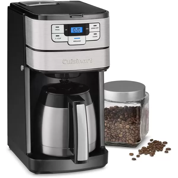 imageCuisinart 10 Cup Coffee Maker with Grinder Automatic Grind ampamp Brew BlackSilver DGB450BlackStainless