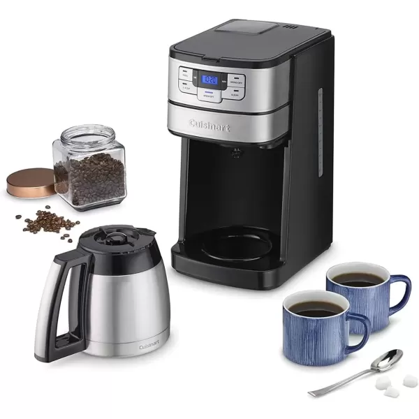 imageCuisinart 10 Cup Coffee Maker with Grinder Automatic Grind ampamp Brew BlackSilver DGB450BlackStainless