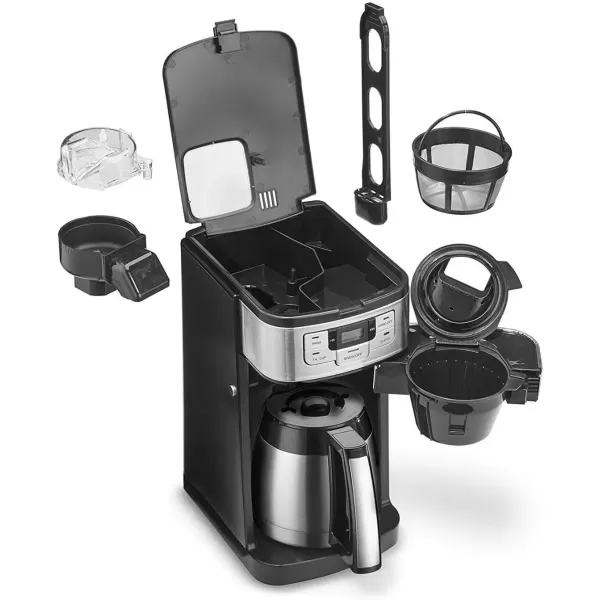 imageCuisinart 10 Cup Coffee Maker with Grinder Automatic Grind ampamp Brew BlackSilver DGB450BlackStainless
