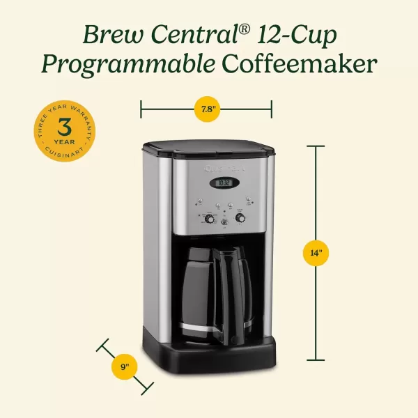 imageCuisinart DCC1200BKSP1 12 Cup Brew Central Maker Coffee Maker2 Black Stainless SteelBrushed Chrome