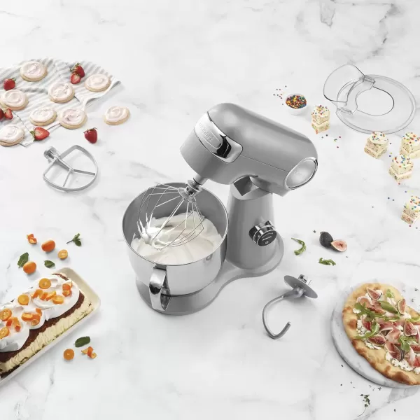 imageCuisinart SMD50CRM Precision Pro 55Quart Digital Stand Mixer with 12Speeds 3 Preprogrammed Food Prep Settings Mixing Bowl Chefs Whisk Flat Mixing Paddle Dough Hook and Splash Guard CreamBrushed Chrome