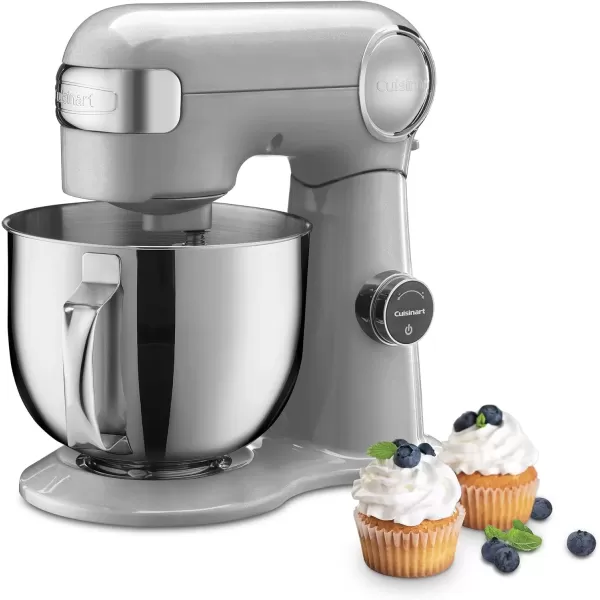 imageCuisinart SMD50CRM Precision Pro 55Quart Digital Stand Mixer with 12Speeds 3 Preprogrammed Food Prep Settings Mixing Bowl Chefs Whisk Flat Mixing Paddle Dough Hook and Splash Guard CreamBrushed Chrome