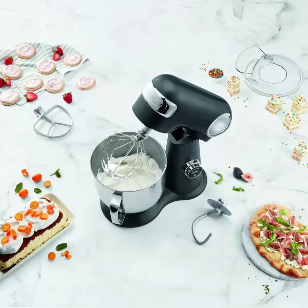 imageCuisinart SMD50GPH Precision Pro 55Quart Digital Stand Mixer with 12Speeds 3 Preprogrammed Food Prep Settings Mixing Bowl Whisk Flat Mixing Paddle Dough Hook and Splash Guard Graphite