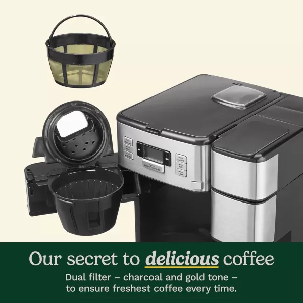 imageCuisinart SSGB1 Coffee Center Grind and Brew Plus Builtin Coffee Grinder Coffeemaker and SingleServe Brewer with 6oz 8oz and 10oz Serving Size BlackSilver 12Cup GlassStainless