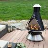 imageCuisinart COH600 Chimenea Propane Fire Pit Patio Heater with TipOver Safety Switch 8 lbs Lava Rocks Included 31quot x 31quot x 48quotChimenea Propane Fire Pit